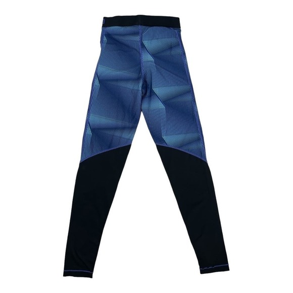 Nike Pro Womens Dri-Fit Blue Geometric Stripe Print Vented Leggings Size Small S - Picture 2 of 8